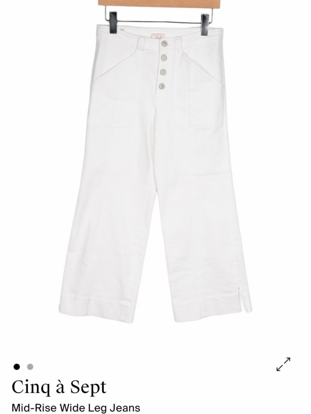 cinq a sept White Mid-Rise Wide Leg Jeans